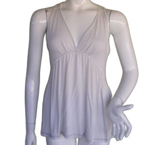 MATILDA JANE Whippy Tank Top, S, Racer Back, V-neck, Asymmetrical/Hi-Low Hem